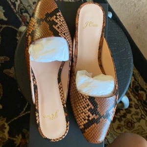 Beautiful JCrew snakeskin mules!  Sz 9. NWBox!!